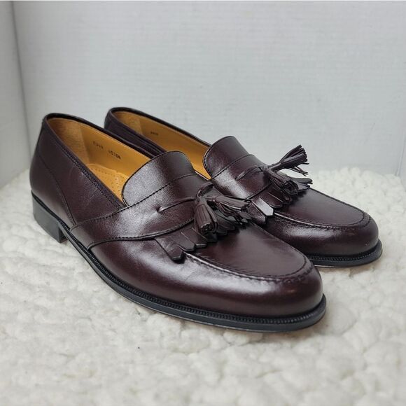 Massimo Emporio Tassel Loafers Mens 10.5 Burgundy Leather Made in Spain Unworn main image 12
